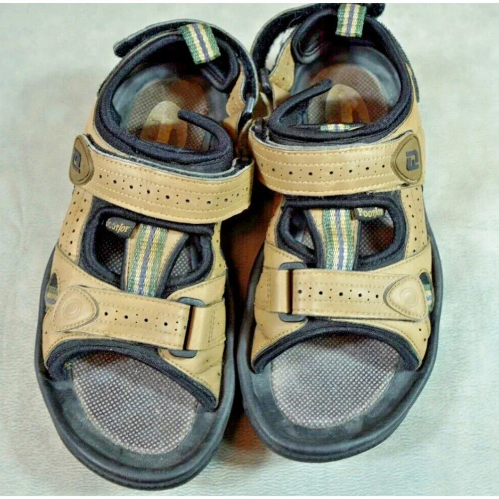 Footjoy‎ FJ Men Size 8M Adjustable Soft Spike Golf Sandals Taupe Brown 48786